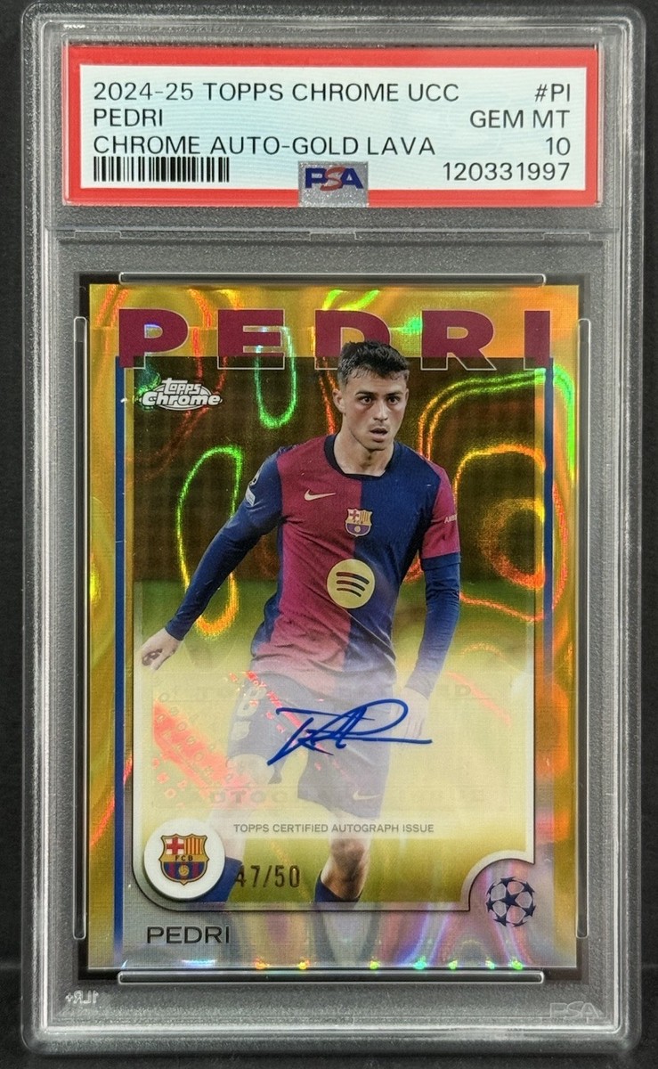 2024-25 Topps Chrome UCC Barcelona Pedri Auto Gold Lava Refractor