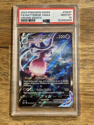 GRADED PSA 10 2023 Pokemon SWSH FA/Hatterene VMax Crown Zenith