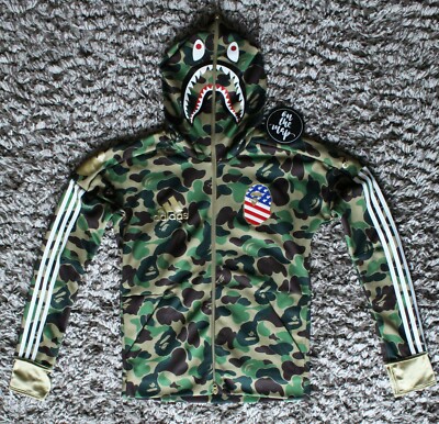 Adidas x Bape Superbowl SB Shark Green Camo Hoodie Size M Medium