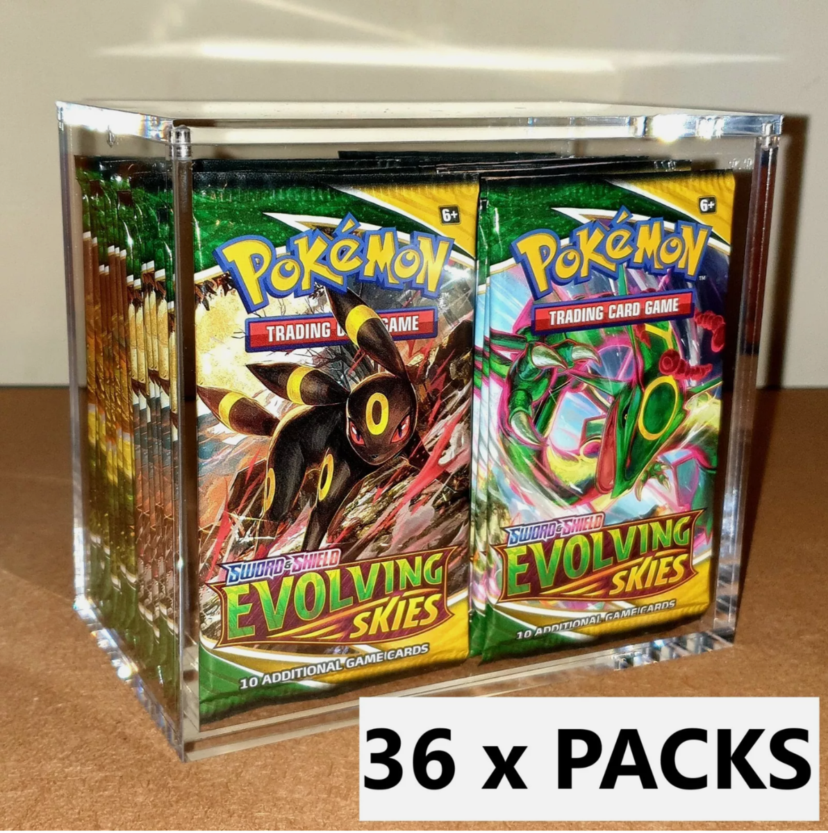 36 Packs x Pokemon Evolving Skies Booster Packs + Acrylic Case