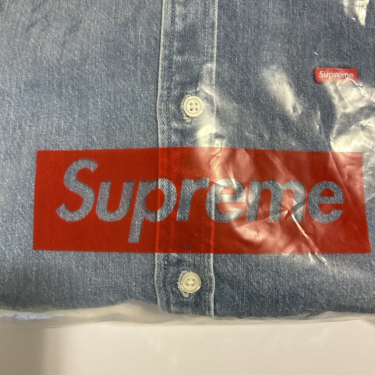 Supreme Small Box Logo Denim Shirt Size Men's Large 2023 | eBay