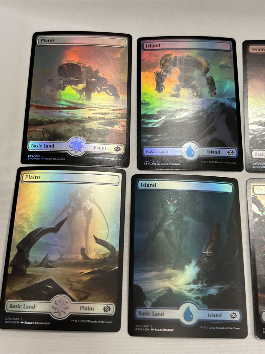 MTG Brothers' War Full Art * FOIL * Mech Basic Land Set - (10