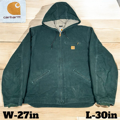Carhartt J141 SPC Spruce Green Hooded Sherpa Lined Duck Work
