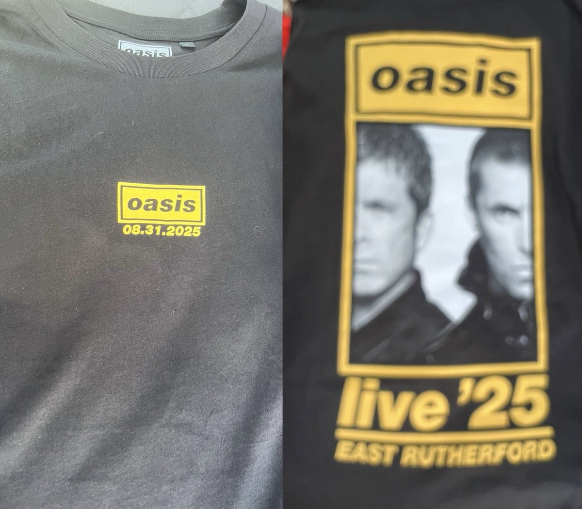 OASIS LIVE 25 SHIRT XL 8/31/2025 METLIFE STADIUM EAST RUTHERFORD