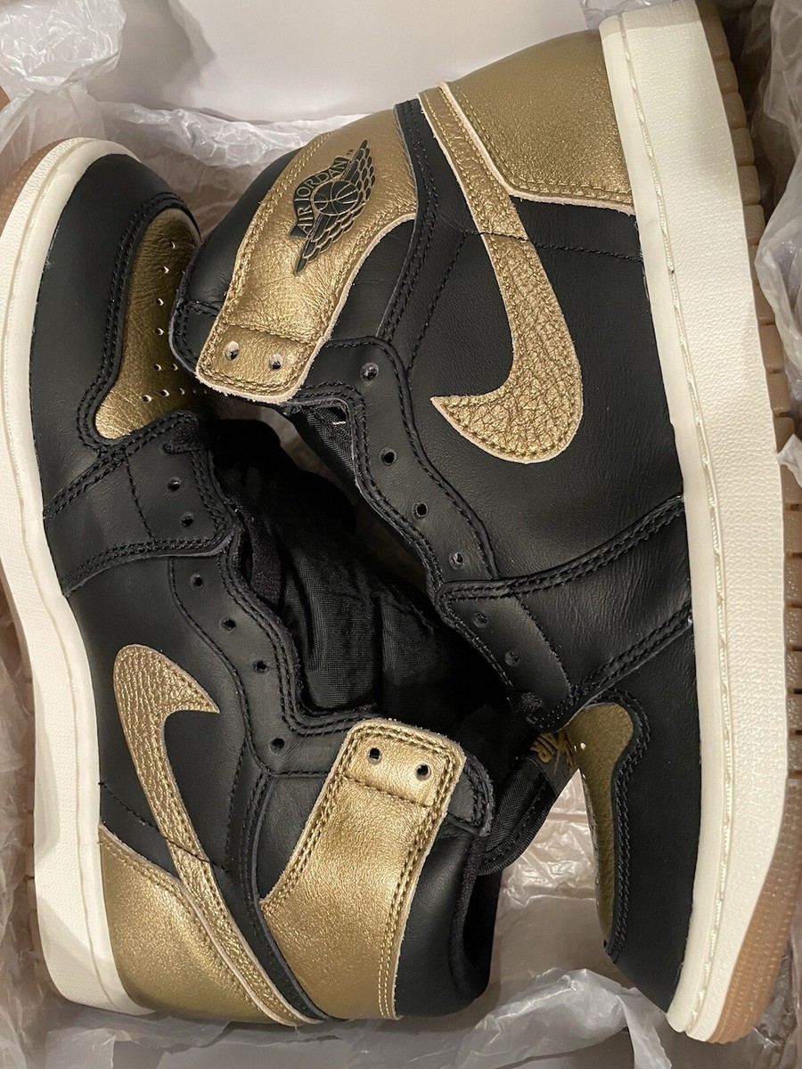 Size 7 - Air Jordan 1 Retro OG High Black Gold | eBay