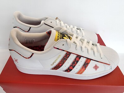 Adidas Originals Superstar Sz 10 Lunar New Year White Red Gold