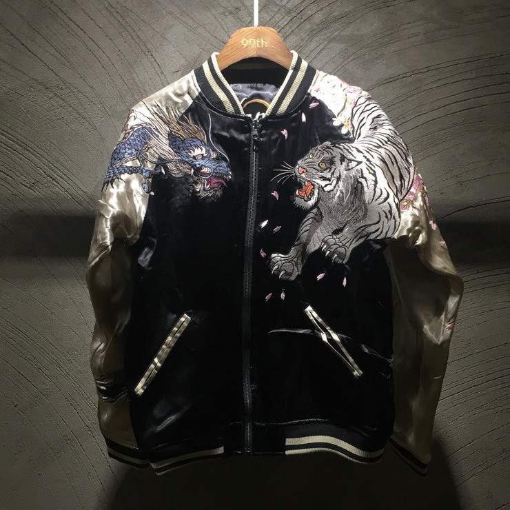 Mens Reversible Sukajan Souvenir Jacket Japanese Pattern