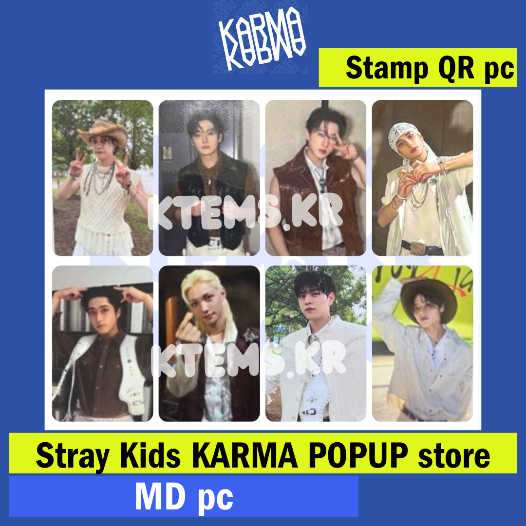 Stray Kids KARMA photocard POP UP store pvc pouch stamp QR Uniform