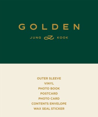 BTS JUNGKOOK GOLDEN Album LP Ver./Vinyl+Photo Book+2 Post Card+