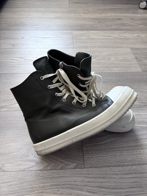 Rick Owens Mainline Leather Black High Top Ramones Sneakers Size