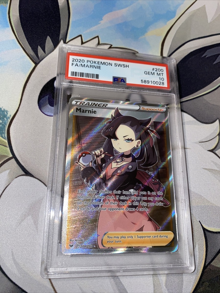 2020 Pokemon Sword & Shield Full Art Marnie #200/202 PSA 10 GEM
