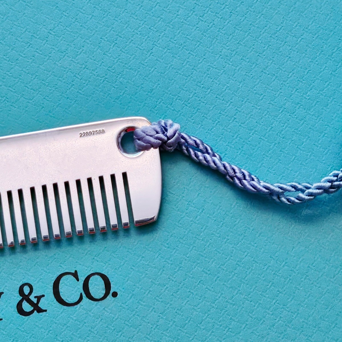 RARE Tiffany & Co. 1837 Baby Comb Sterling Silver With Blue Tassel