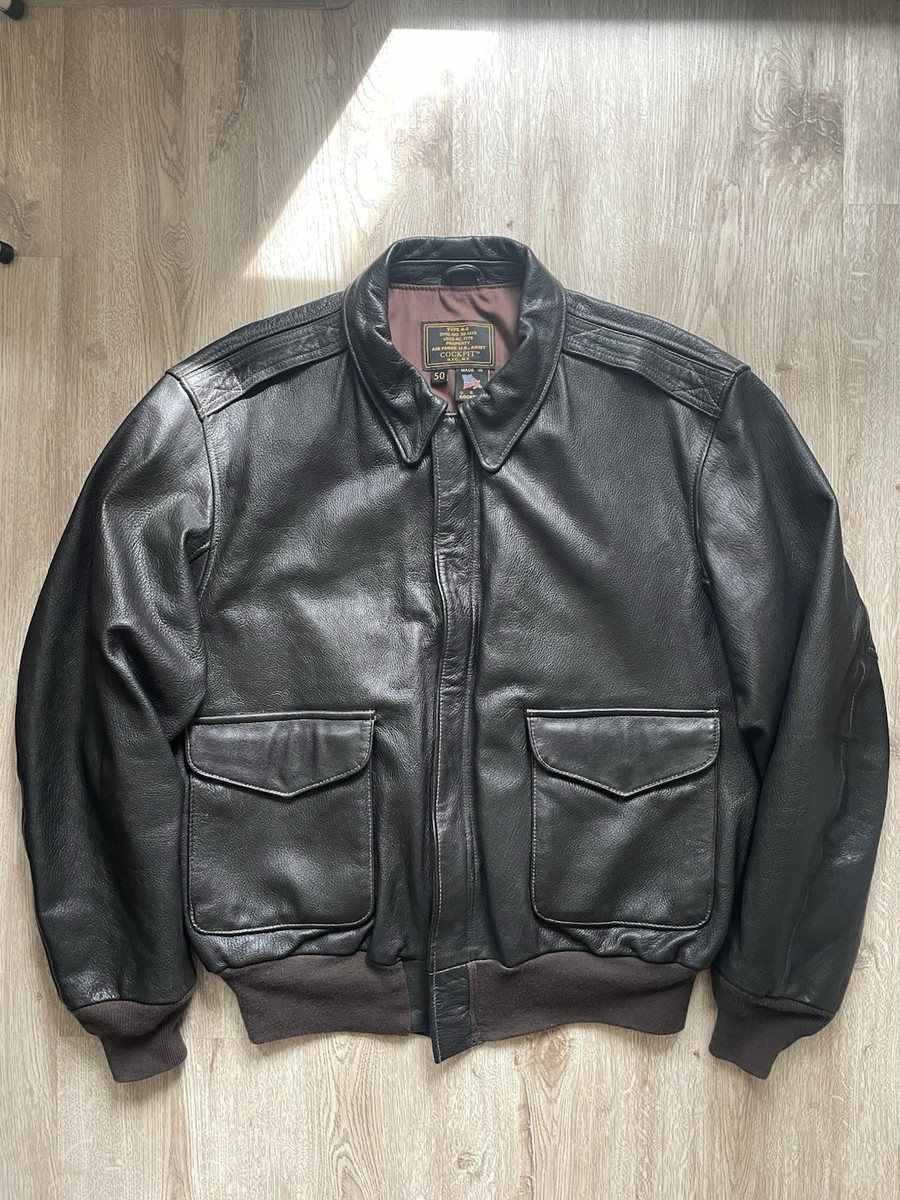Cockpit U.S.A. Type A-2 Flight Goat Leather VTG jacket size 50 US