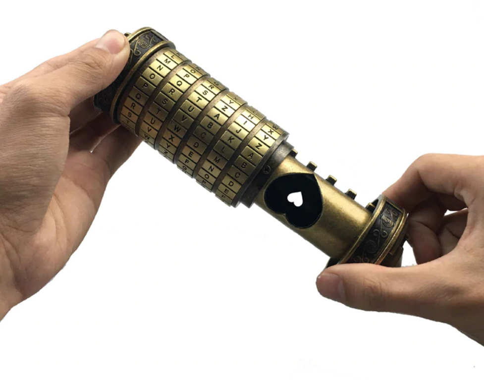 Vintage Bronze Cryptext Portable Code Vault Secret Message Da