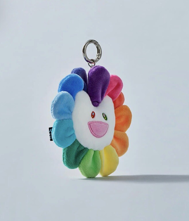 ストラップ Flower Plush Mascot Keychain Gray&Black ストラップ