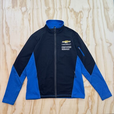 Chevrolet Mens Size Large Soft Shell Zip Up Logo Jacket Blue