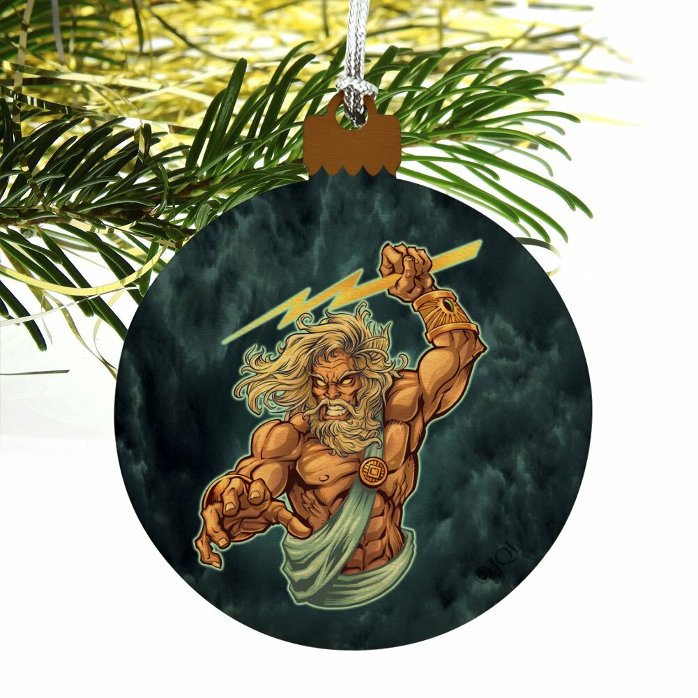 Zeus Greek God Mythology Lightning Wood Christmas Tree Holiday