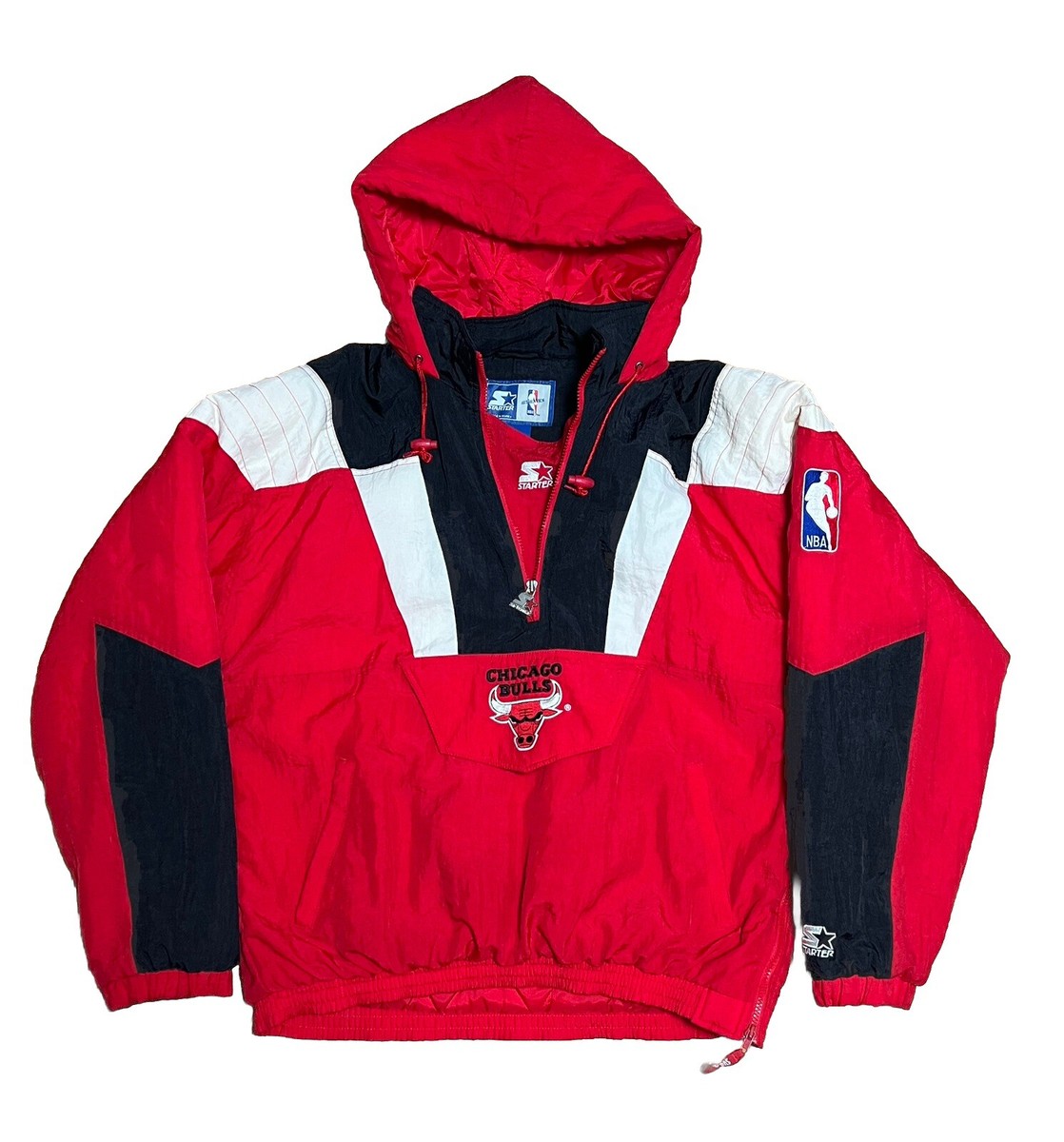 Vintage 90s Starter Chicago Bulls Jacket Pullover Kangaroo Pocket