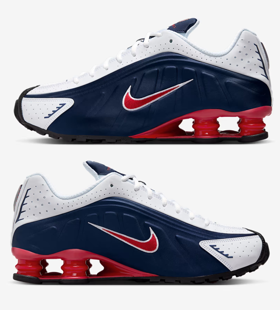 Nike Shox R4 USA HQ1988-400 Midnight Navy White Red Men's Size | eBay