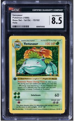 1999 Pokemon Venusaur 15/102 Base Set 1st Edition Holo CGC 8.5 | eBay