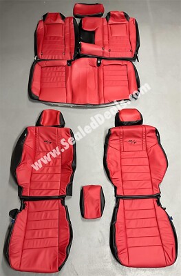 Black & Red Leather Seat Covers for 2011-2014 Dodge Challenger SE
