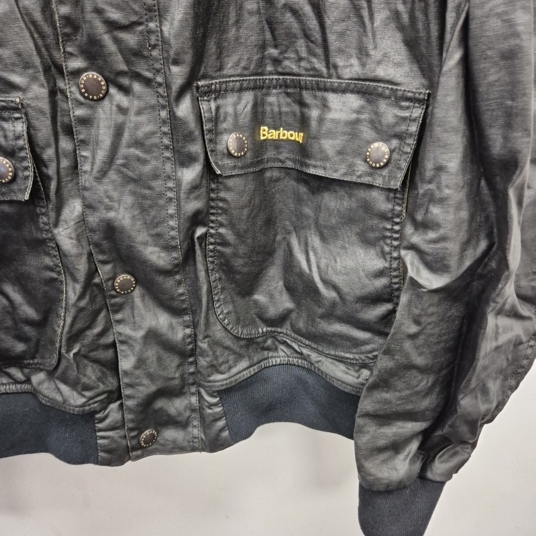 Barbour T538 Duralinen Soft Linen Flyer Biker Black Coat Jacket