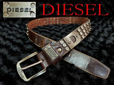 Diesel Men Belt With Studs Logo Brown Total length 103cm Luxury