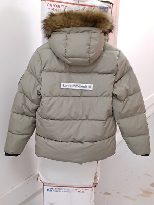 HOLLISTER FAUX FUR LINED HOODED PUFFER JACKET COAT OLIVE GREEN