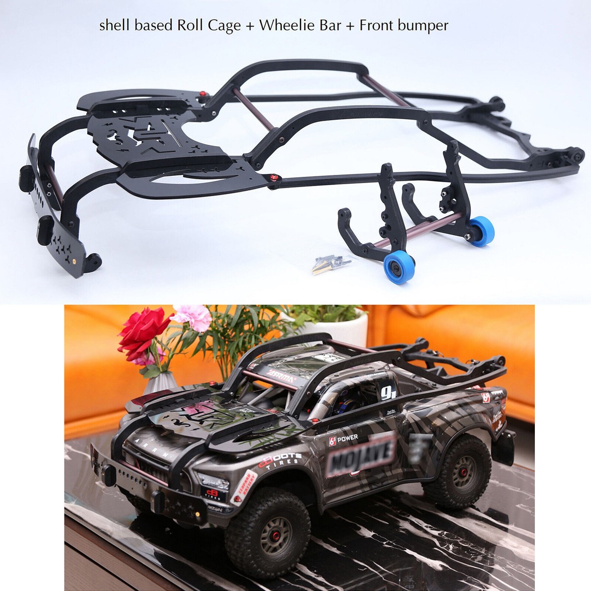 For 1/7 ARRMA MOJAVE 6S EXB RC Car Shell Based Roll Cage & Wheelie