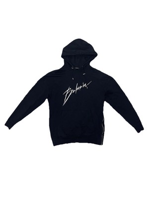 Balmain Homme Men Black Pullover Hoodie Oversized XS Side Zipper