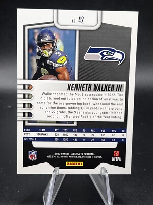 2023 Panini Absolute #42 Kenneth Walker III Seattle Seahawks