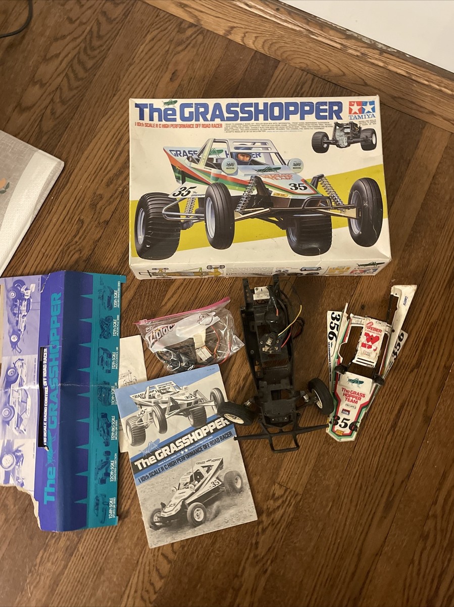 VINTAGE TAMIYA HORNET GRASSHOPPER RC CAR FOR PARTS W/ ORIGINAL BOX