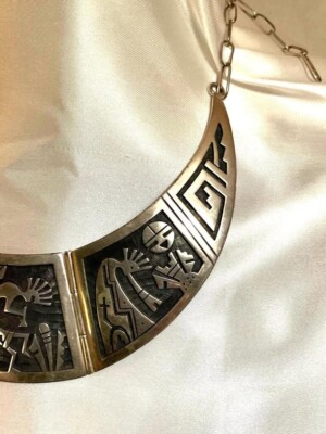 Silver Collar Necklace with Kokopelli Overlay by Famed Hopi Artist