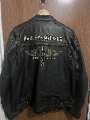 Harley Davidson RN 103819 CA 03402 Black Leather Jacket Size Mens