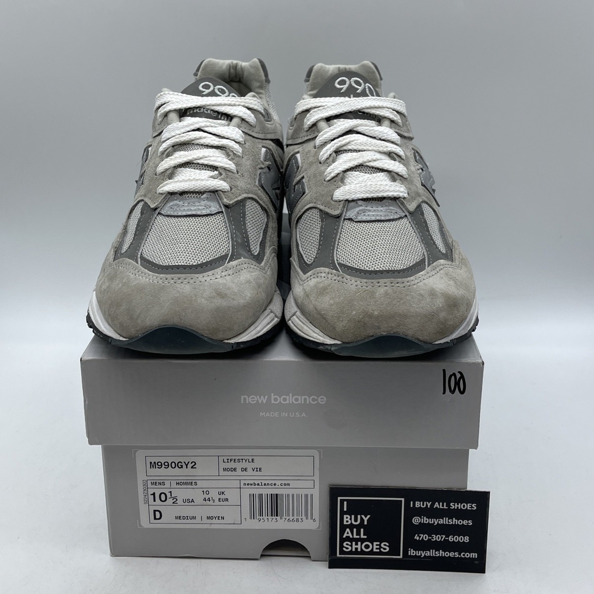 Size 10.5 - New Balance 990v2 Made in USA Grey Suede Leather