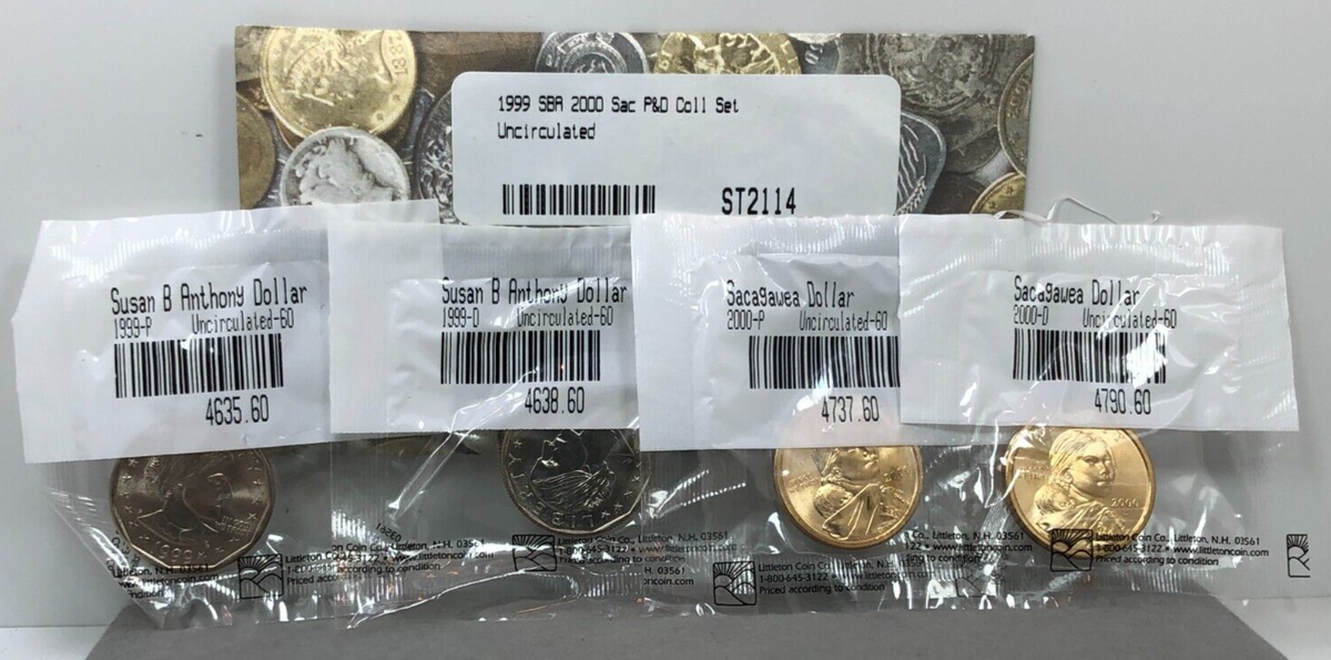 1999 Susan B Anthony & 2000 Sacagawea P & D Collection ~ Littleton