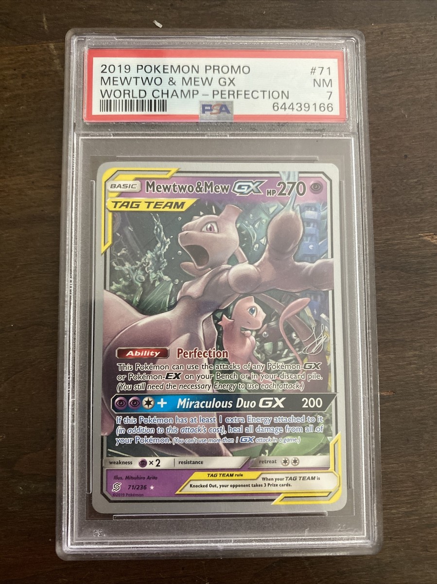 Pokemon 071/236 Mewtwo & Mew GX 2019 World Champ - Perfection PSA