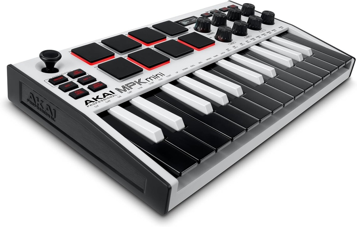 Akai MPK Mini MK3 White – 25-Key USB MIDI Keyboard w/ Pads & Knobs