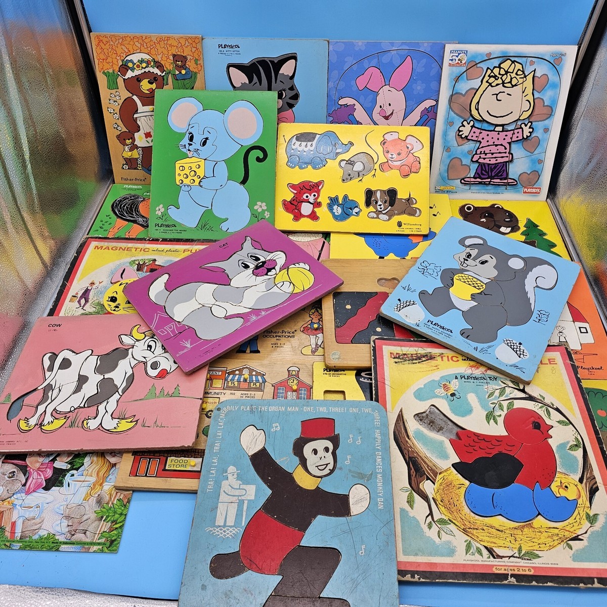 Vintage Playskool Wooden Puzzles Lot of 23 - Disney Pooh Peanuts