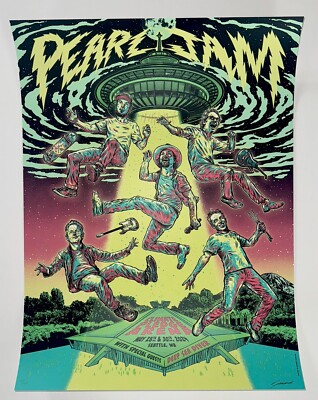 Pearl Jam Seattle Poster 2024 Silkscreen S/N AP Official Blue