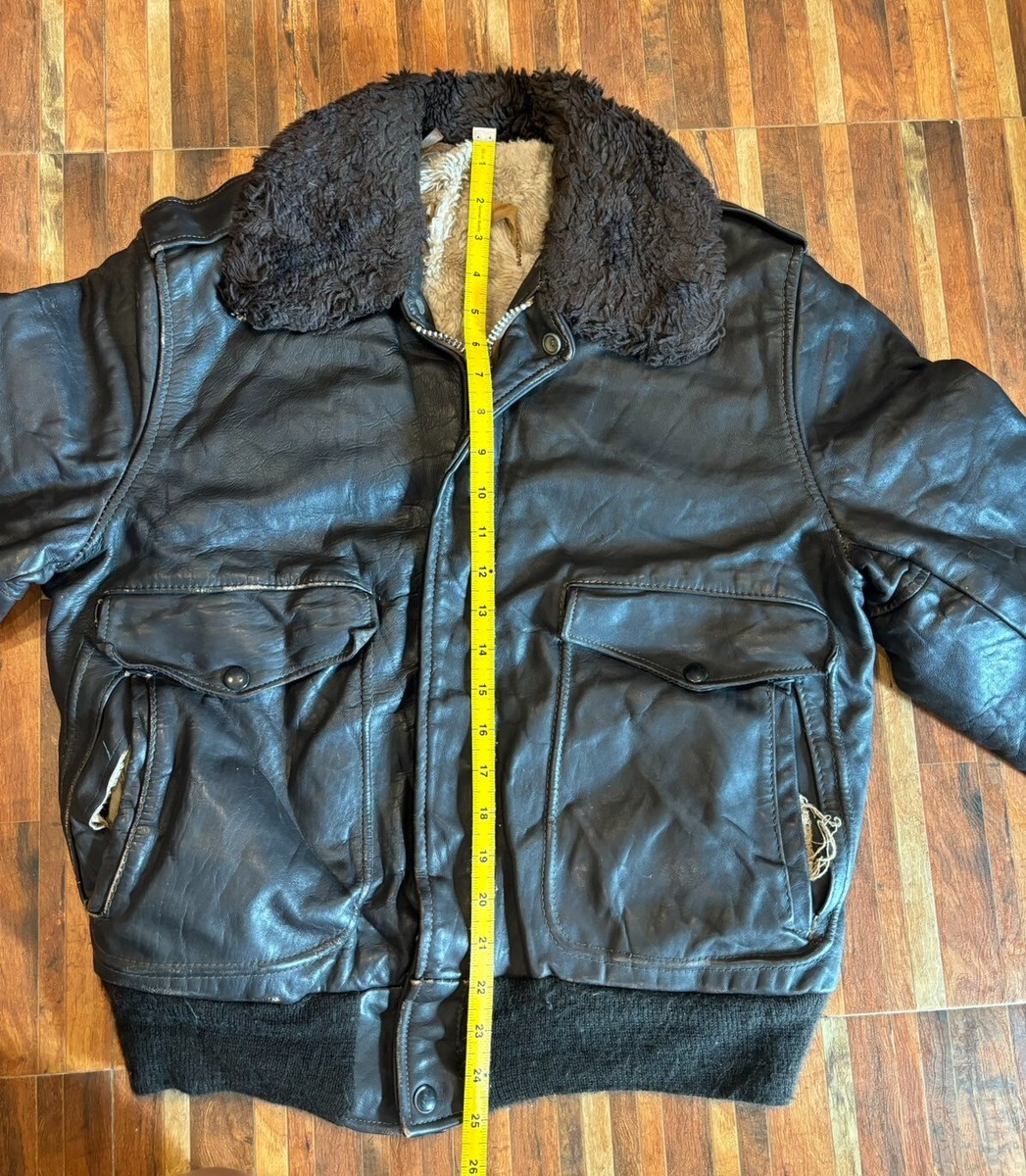 Vtg 60's Schott NYC I-S 674 M-S Brown Leather G1 Flight Jacket USA