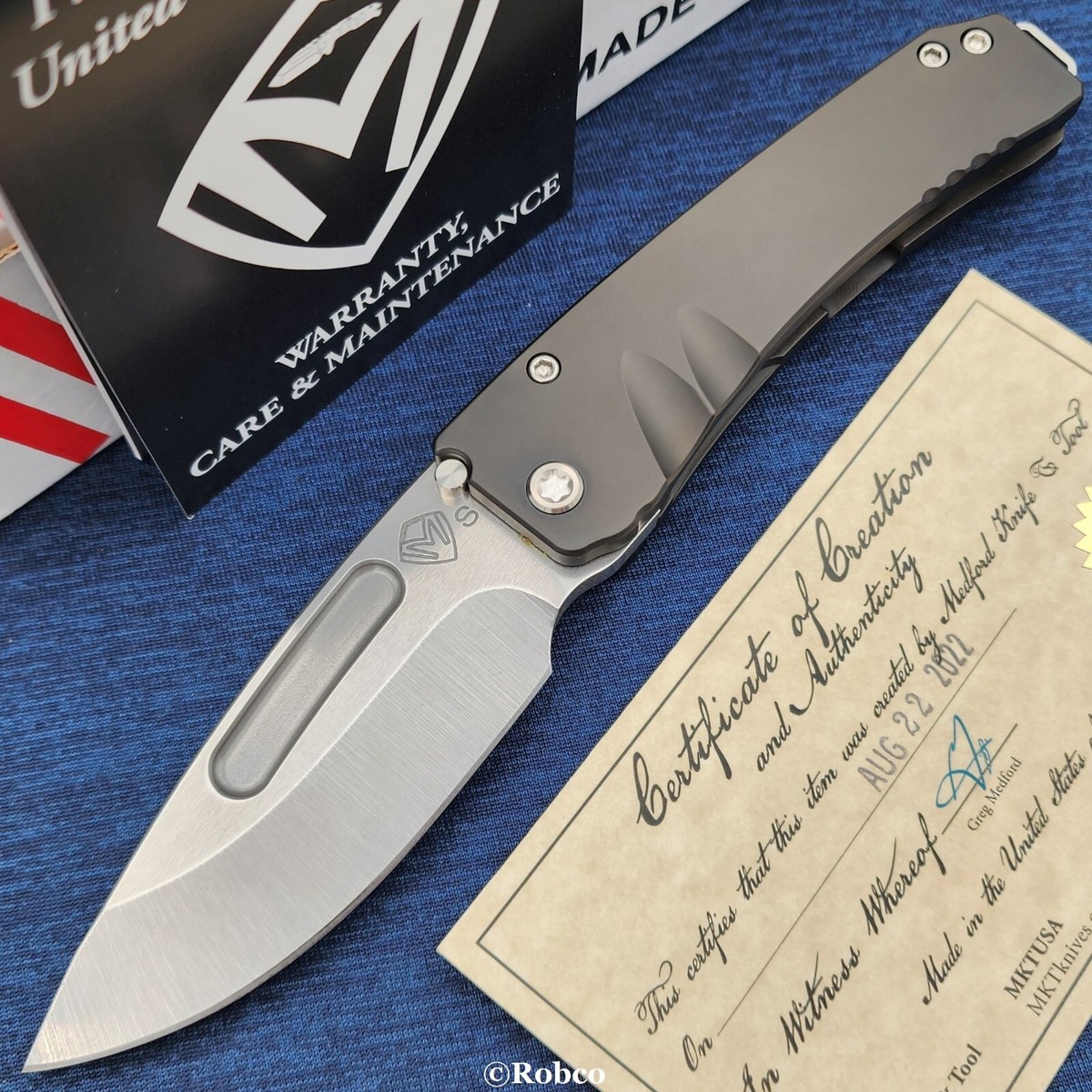 Medford Midi Marauder Tumbled S35VN Drop Point Blade PVD Titanium