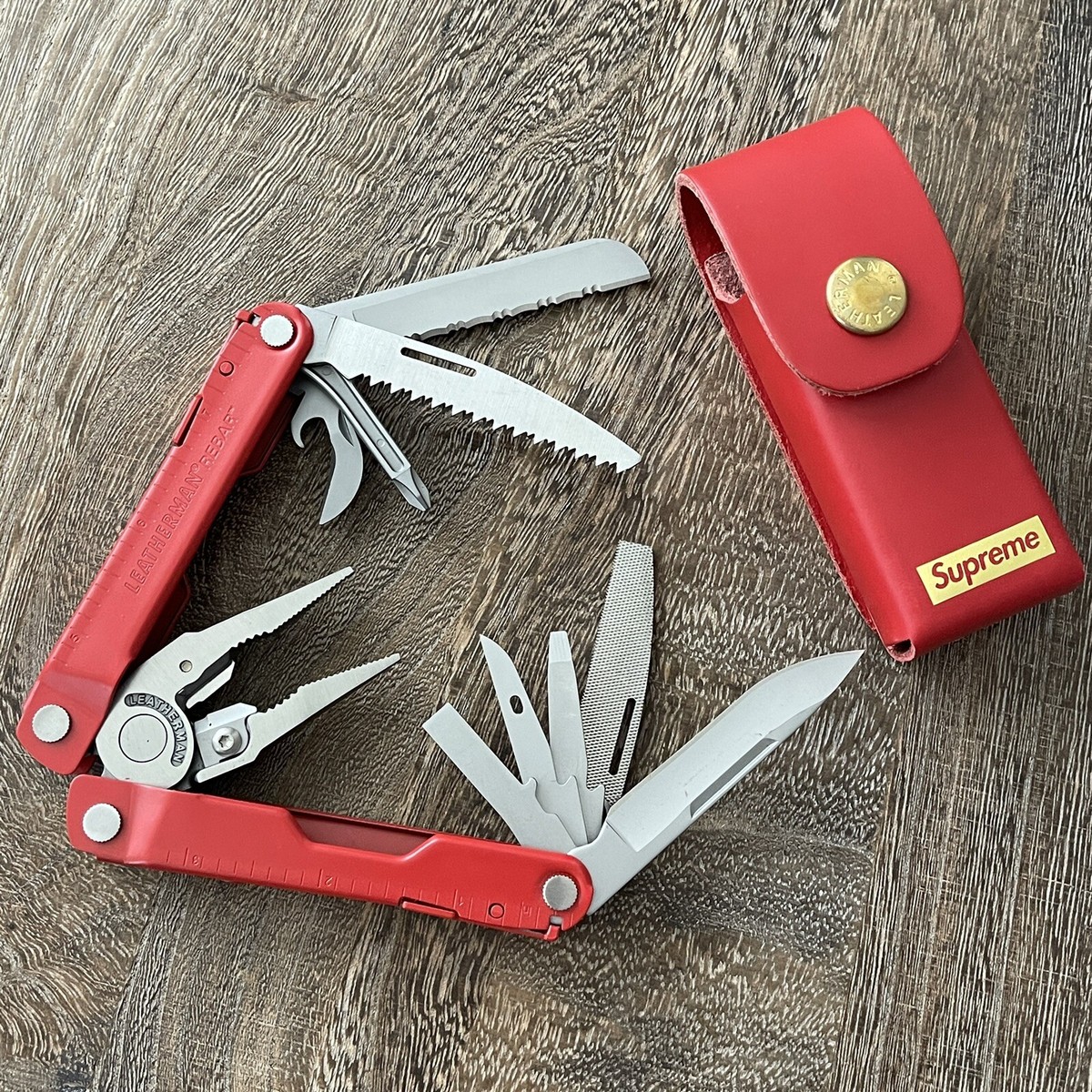 Limited Edition Leatherman Rebar Supreme Red & Squirt PS4 Supreme