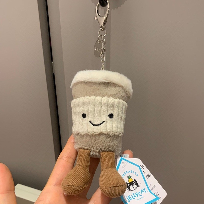 Jellycat Amuseable Coffee-To-Go Bag Charm Soft Plush Toy with Free