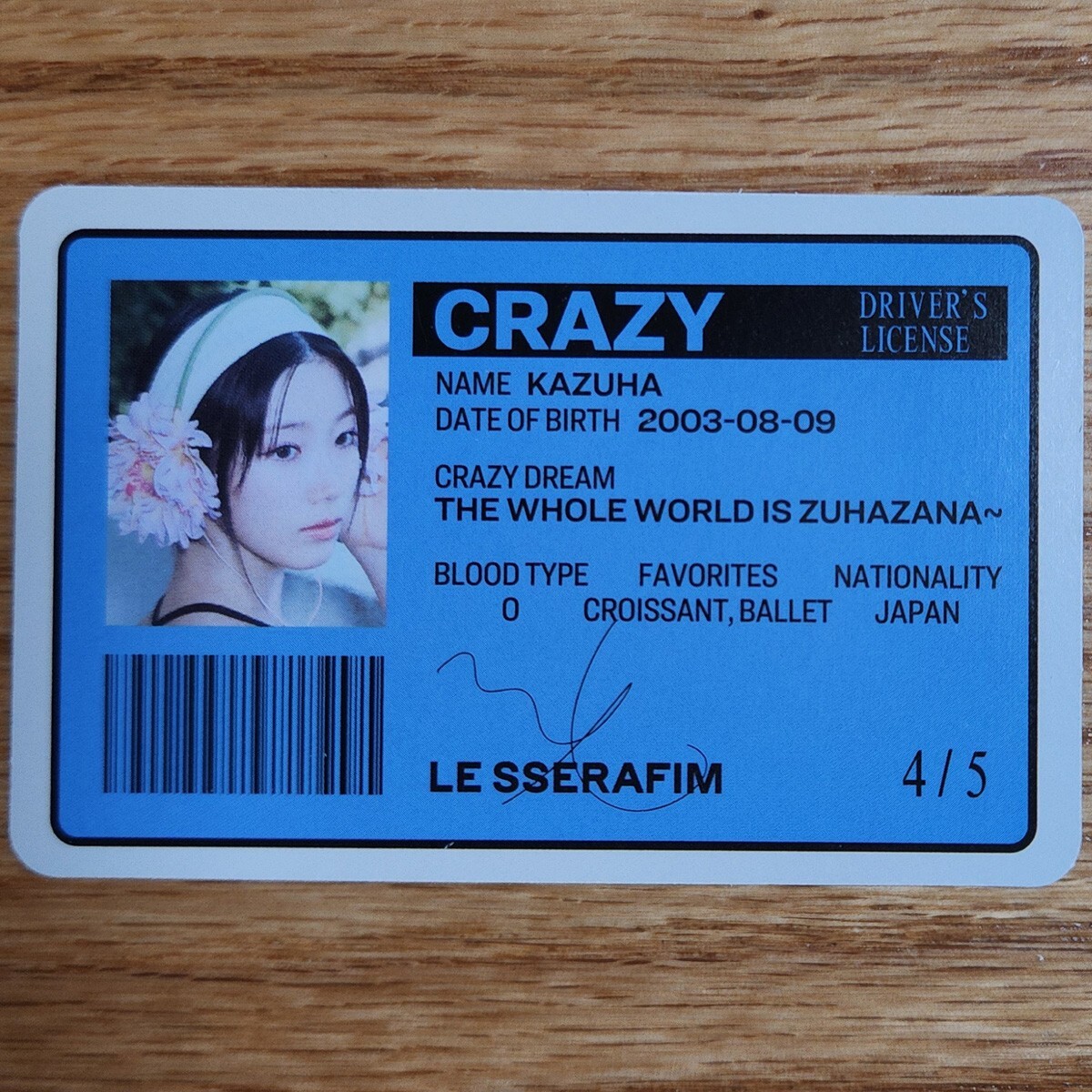 Kazuha Official Photocard Le Sserafim 4th Mini Album Crazy Genuine