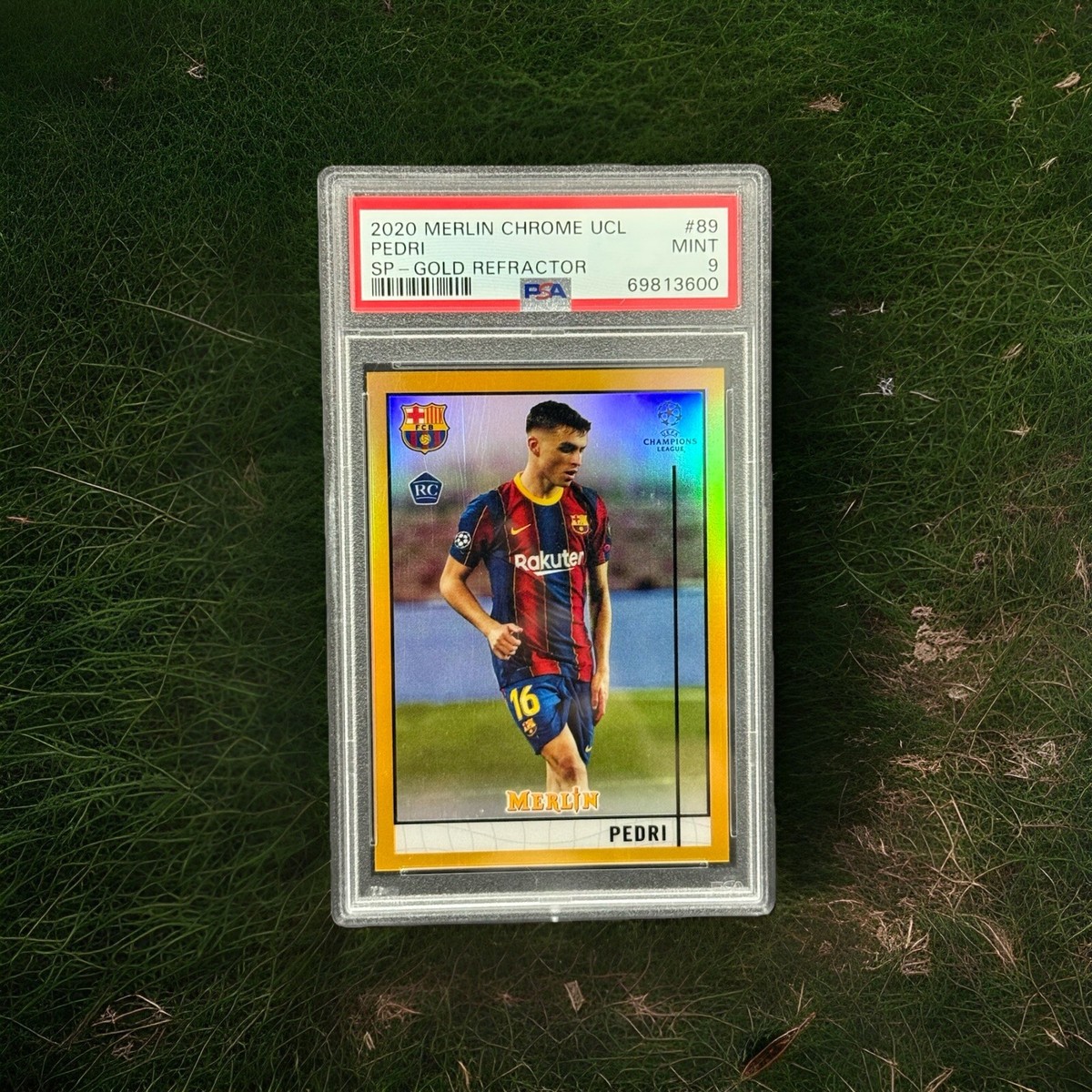 2020-21 Topps Chrome Merlin UCL Barcelona RC Pedri Variation Gold