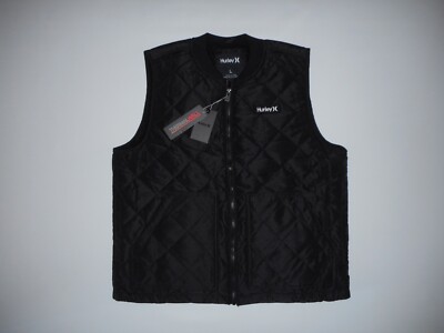 HURLEY Black MALONE Quilted Thermal Wall Sherpa Lined VEST Jacket