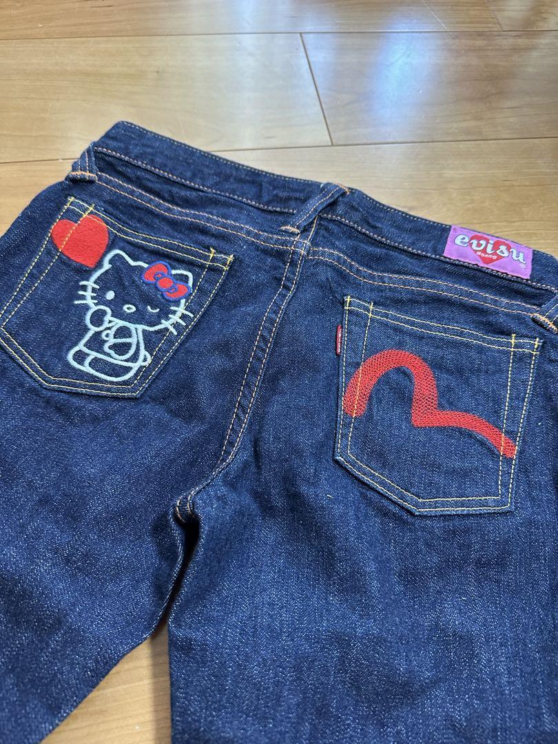Denim Jeans EVISU JEANS × Hello Kitty Selvedge DENIM Limited Size