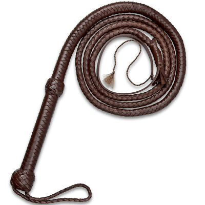 8ft Handcrafted Genuine Leather Bullwhip Whip Indiana Jones Cowboy