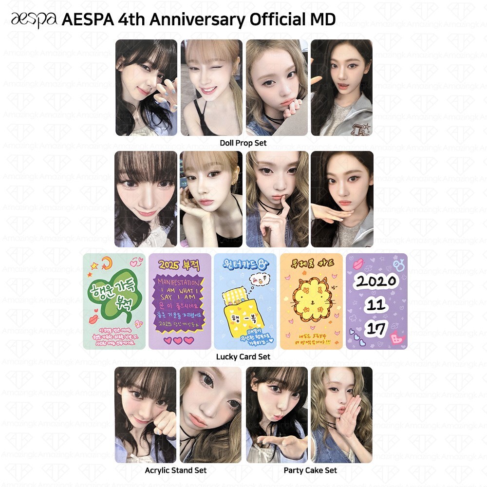Aespa 4th Anniversary Official MD Lucky Card Doll Prop Cake